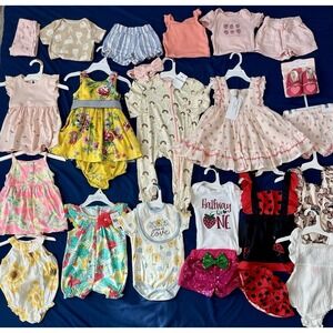 Huge Lot Baby Girls Clothes 6 9 Months NEW & EUC Mudd Pie Summer Bamboo Polo RL